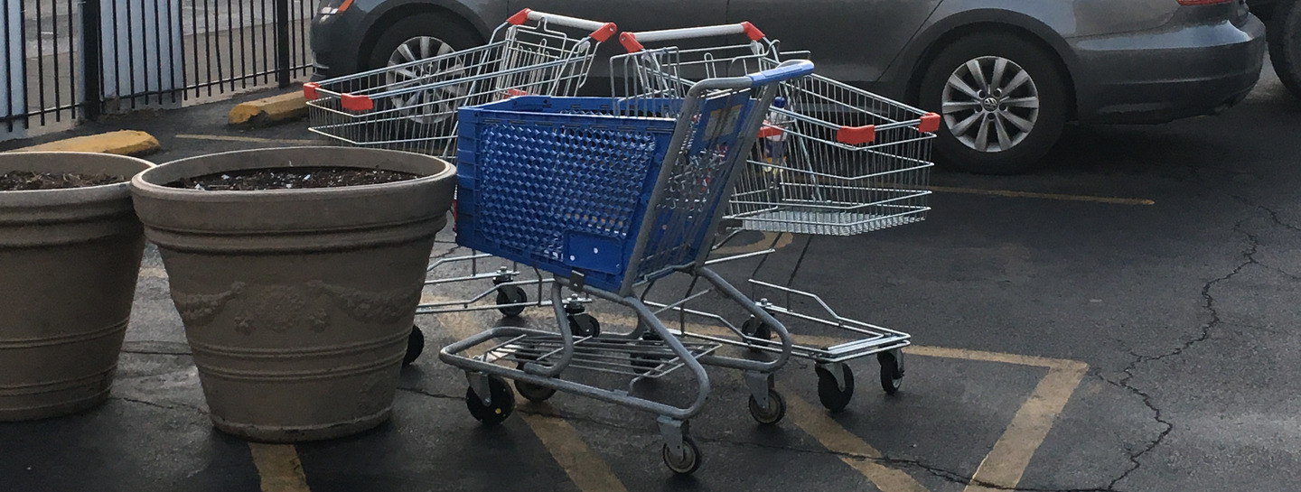 photo of shopping carts in parking lot