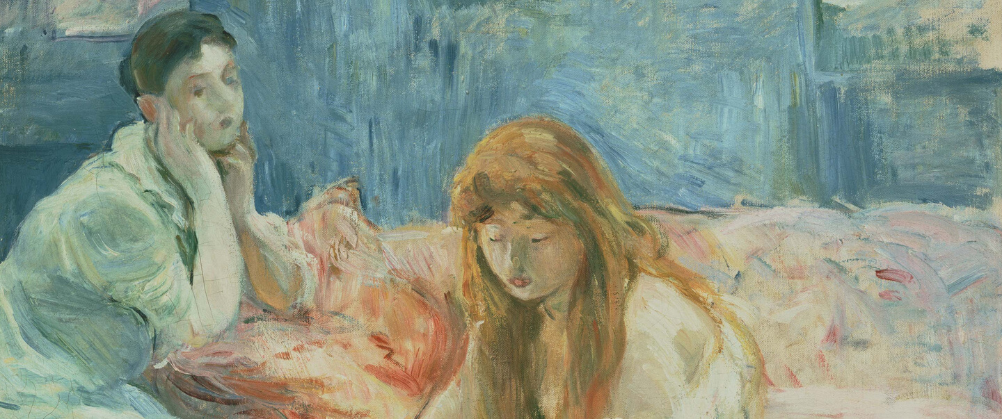 painting of two women sitting indoors