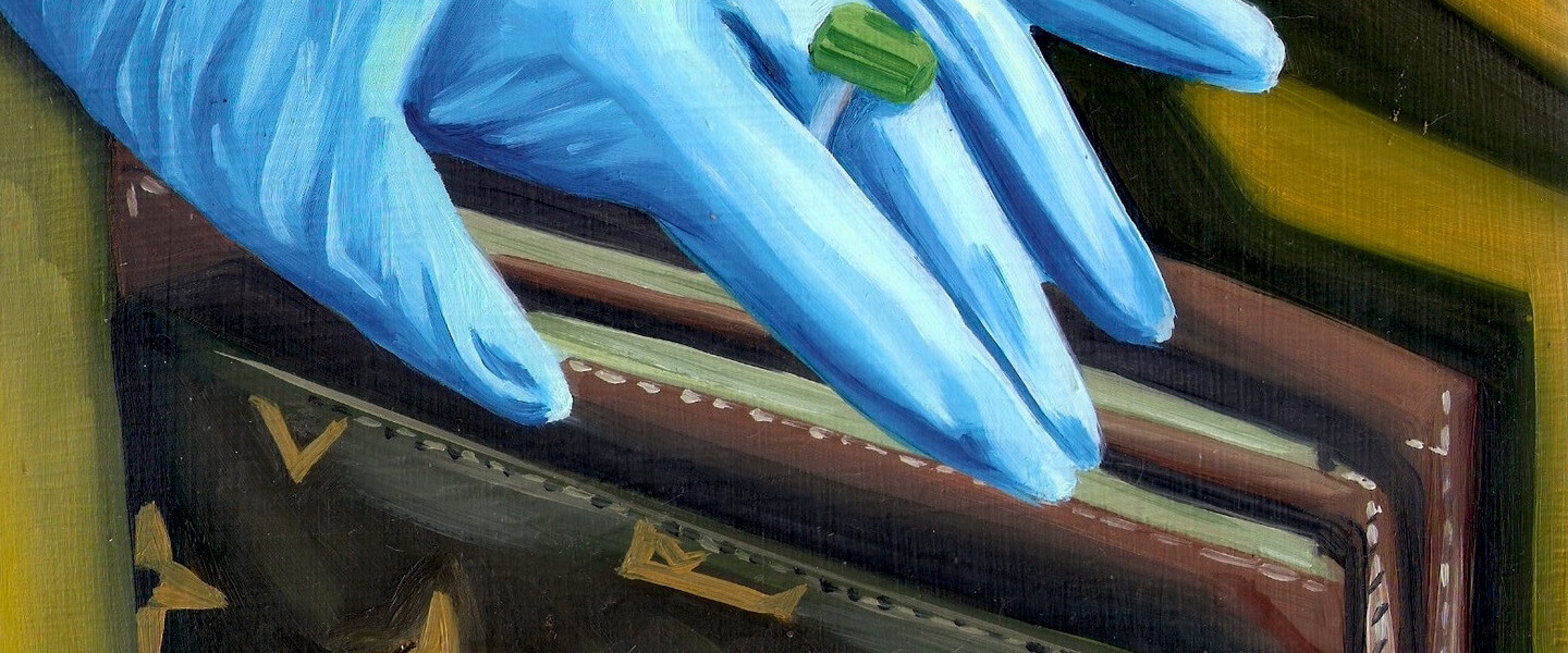 painting of gloved hand